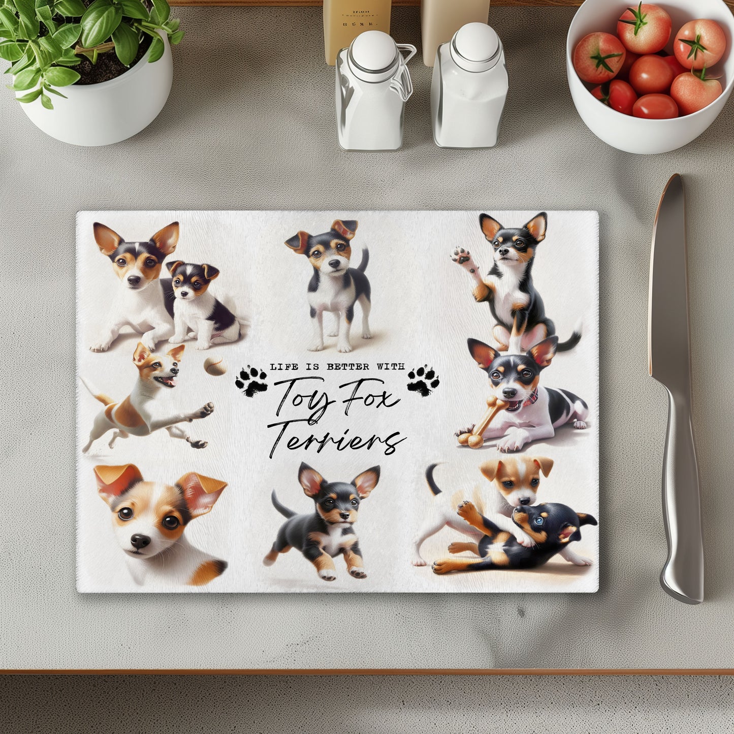 Toy Fox Terrier Dog Life is Better with Chopping Cutting Board or Coaster