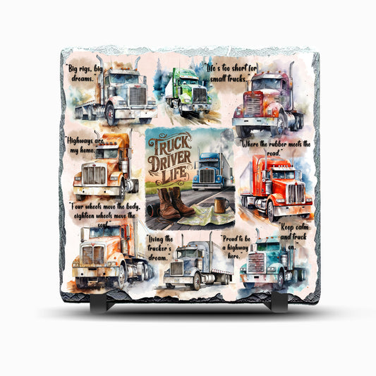 Truck Driver Trucker Design Printed Rock Slate