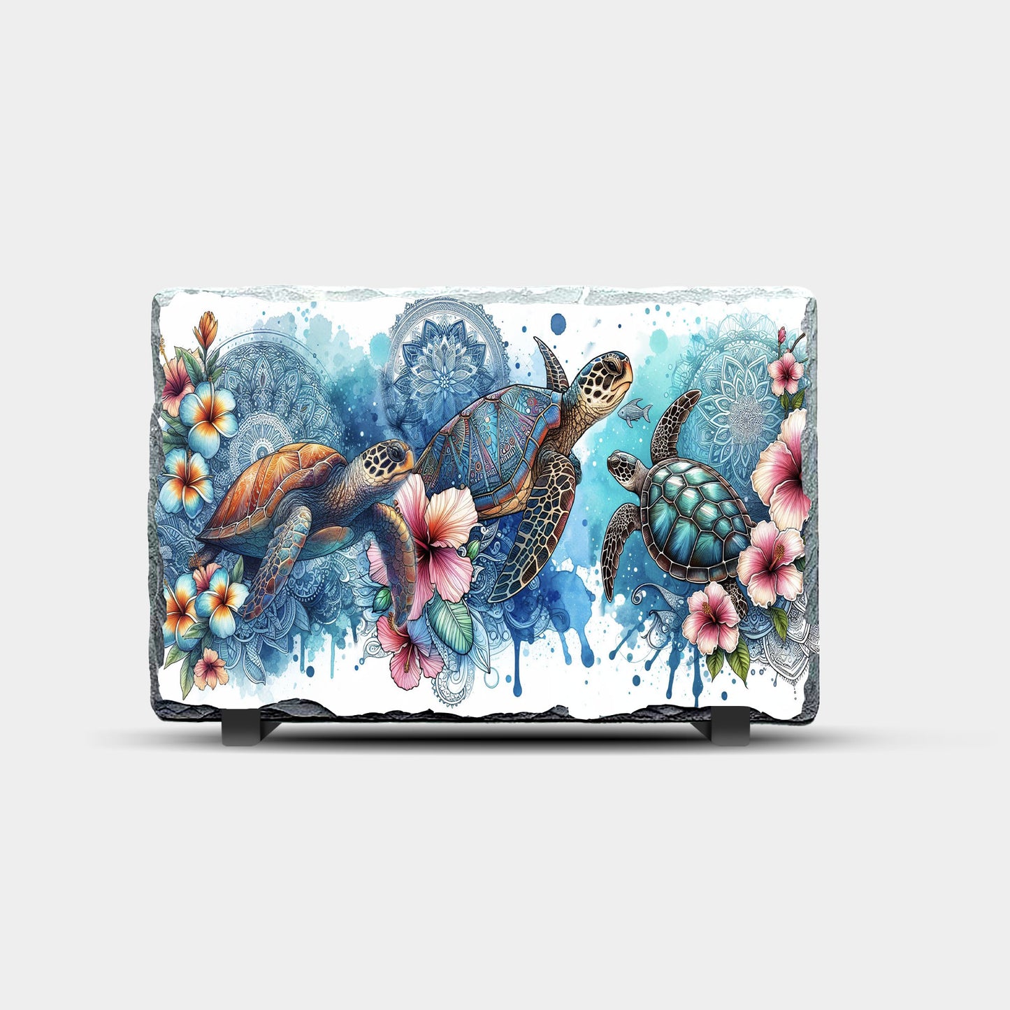 Sea Turtles Design Printed Rock Slate