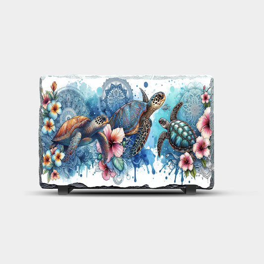 Sea Turtles Design Printed Rock Slate