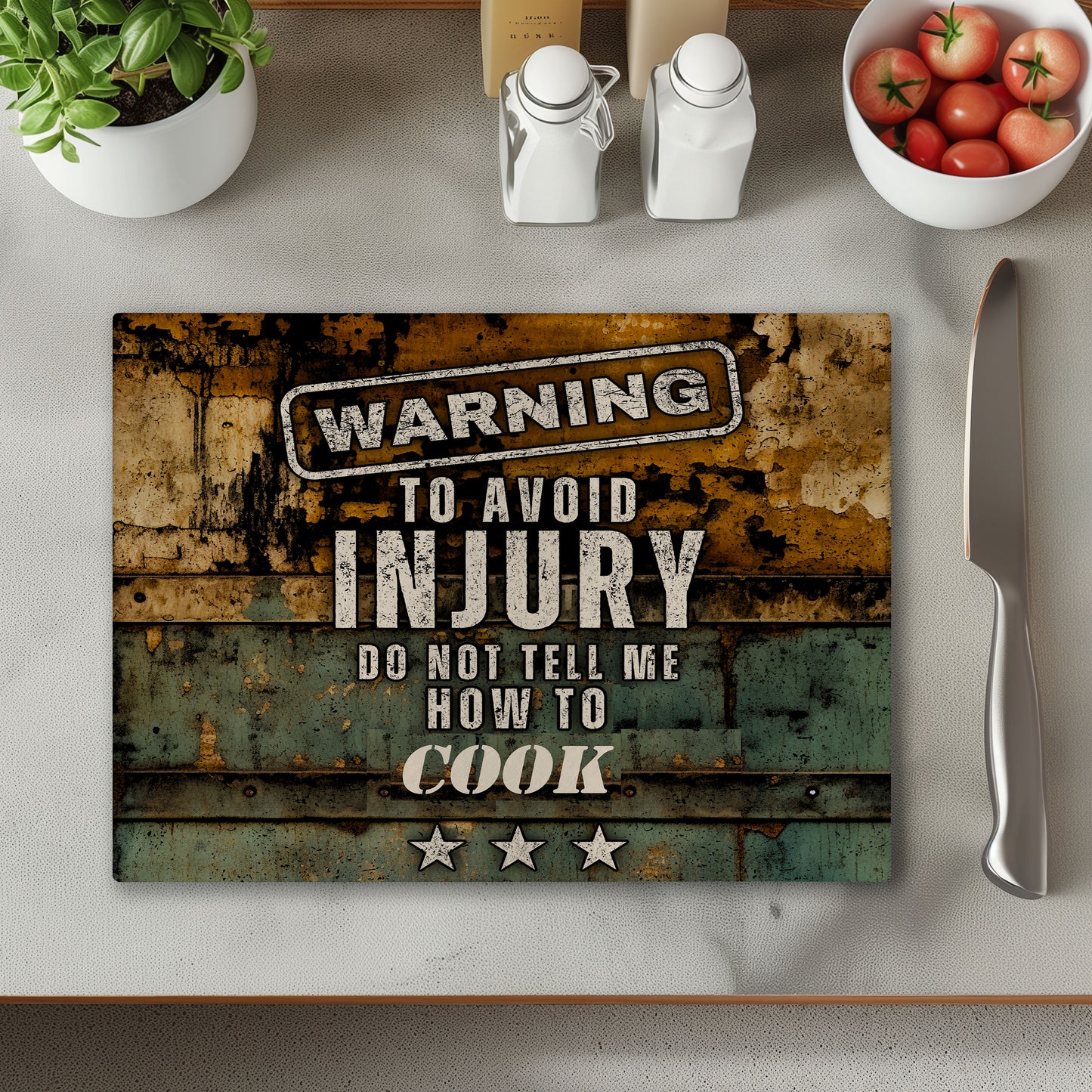 Warning Cook Chopping Cutting Board