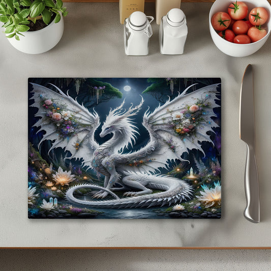 White Dragon Glass Chopping Cutting Board