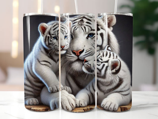 White Tiger and Cubs 20oz Tumbler
