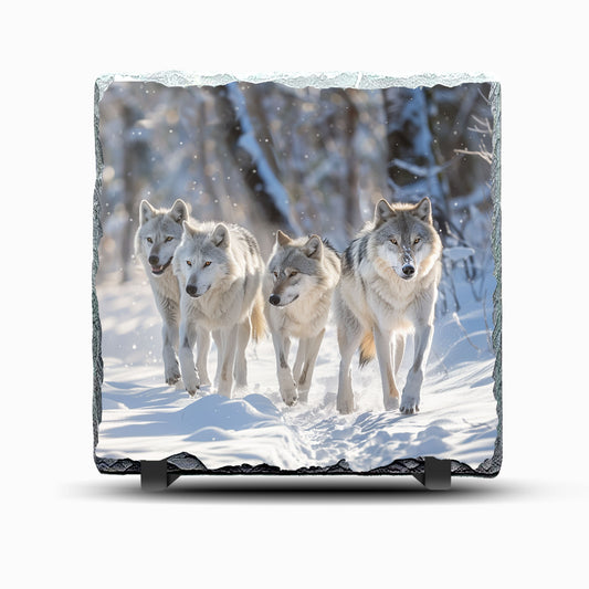 Wolves Design Printed Rock Slate