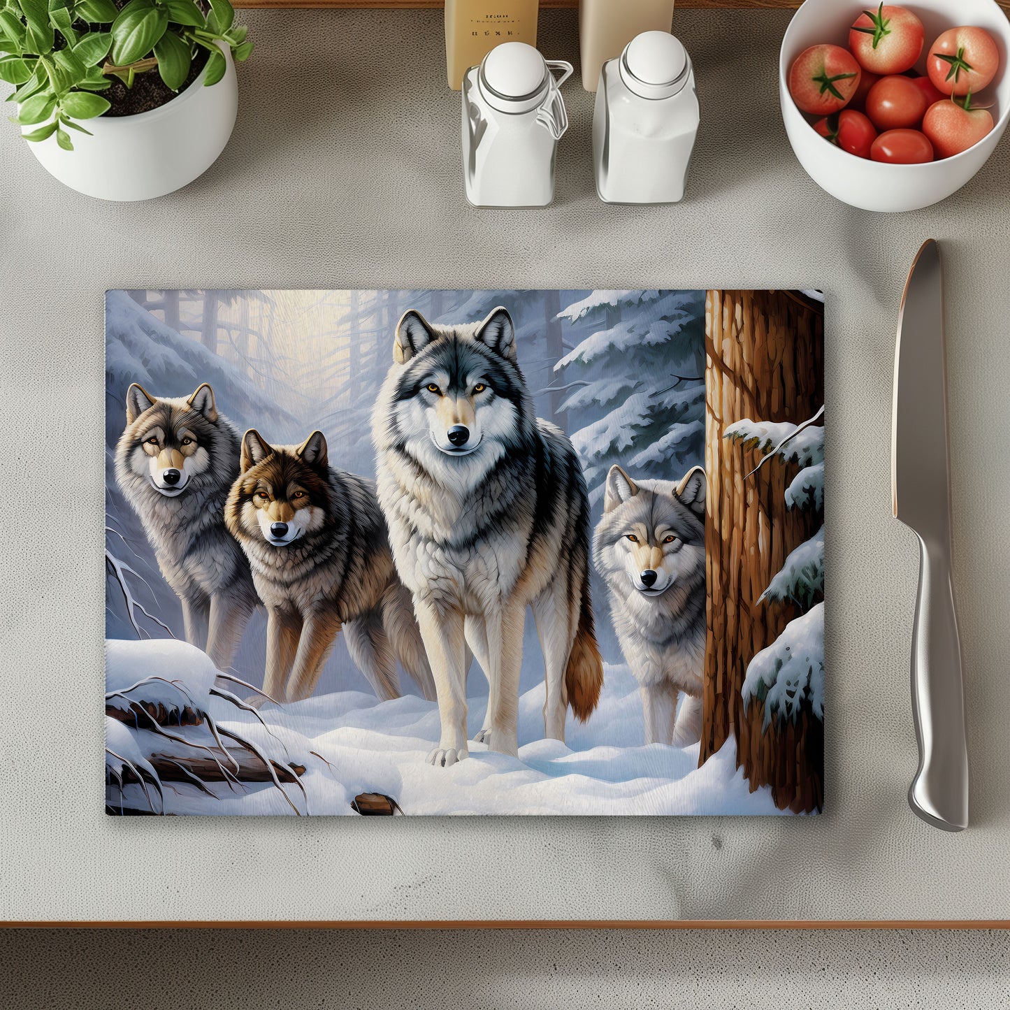 Wolves Chopping Cutting Board or Coaster