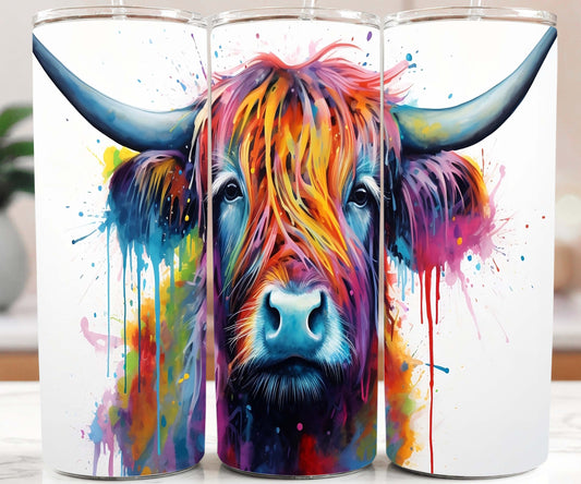 Bright Highland Cow with White Background 20oz Tumbler