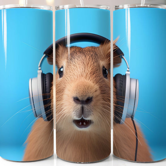 Capybara with Headphones 20oz Tumbler