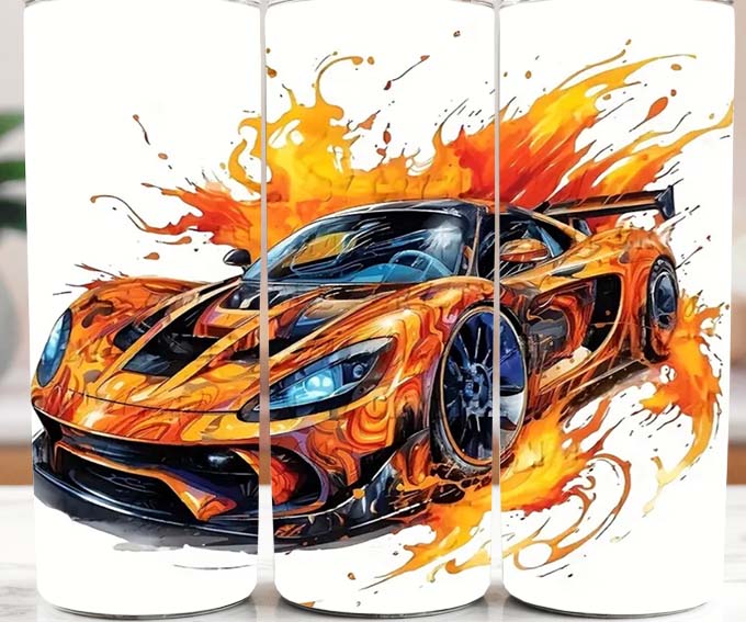 Car with Flames 20oz Tumbler