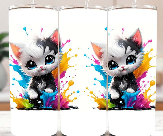 Cat with Paint Splash 20oz Tumbler