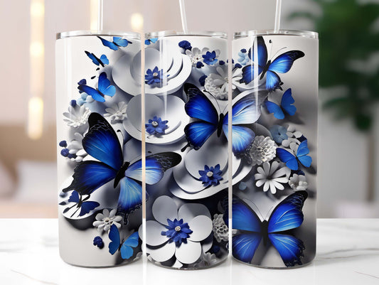 Flowers and Butterflies 3D Effect 20oz Tumbler