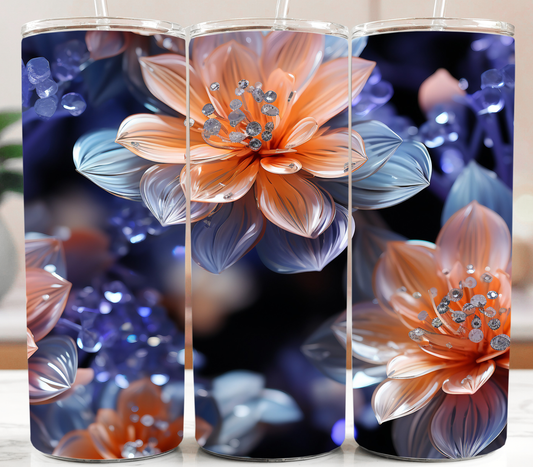 Flowers Purple and Orange 20oz Tumbler
