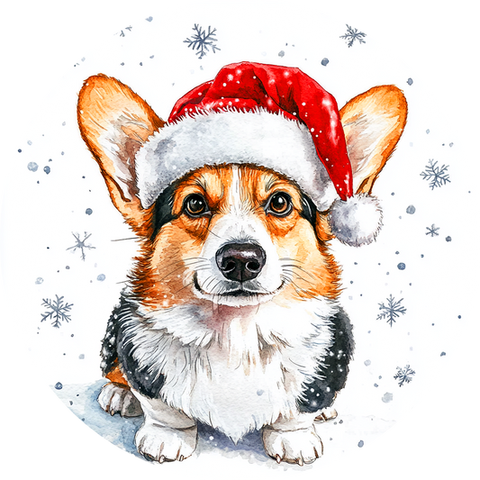 Dog (85) Corgi Round Christmas MDF Ornament