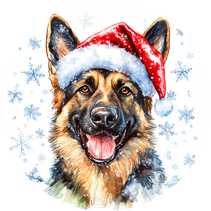 Dog (99) German Shepherd Round Christmas MDF Ornament