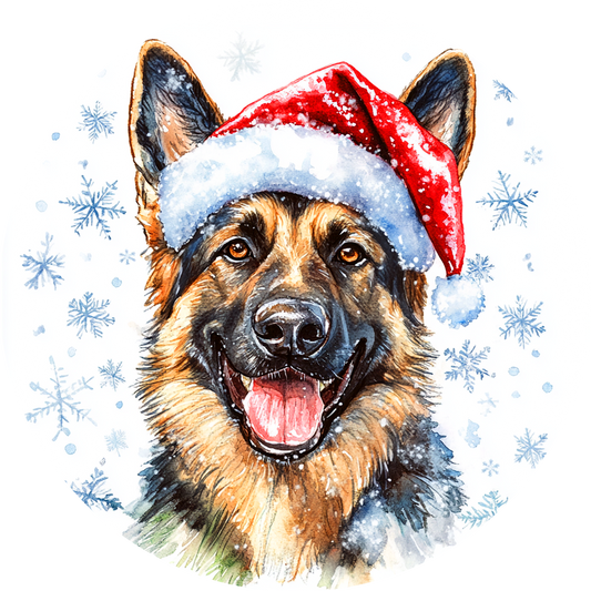 Dog (99) German Shepherd Round Christmas MDF Ornament