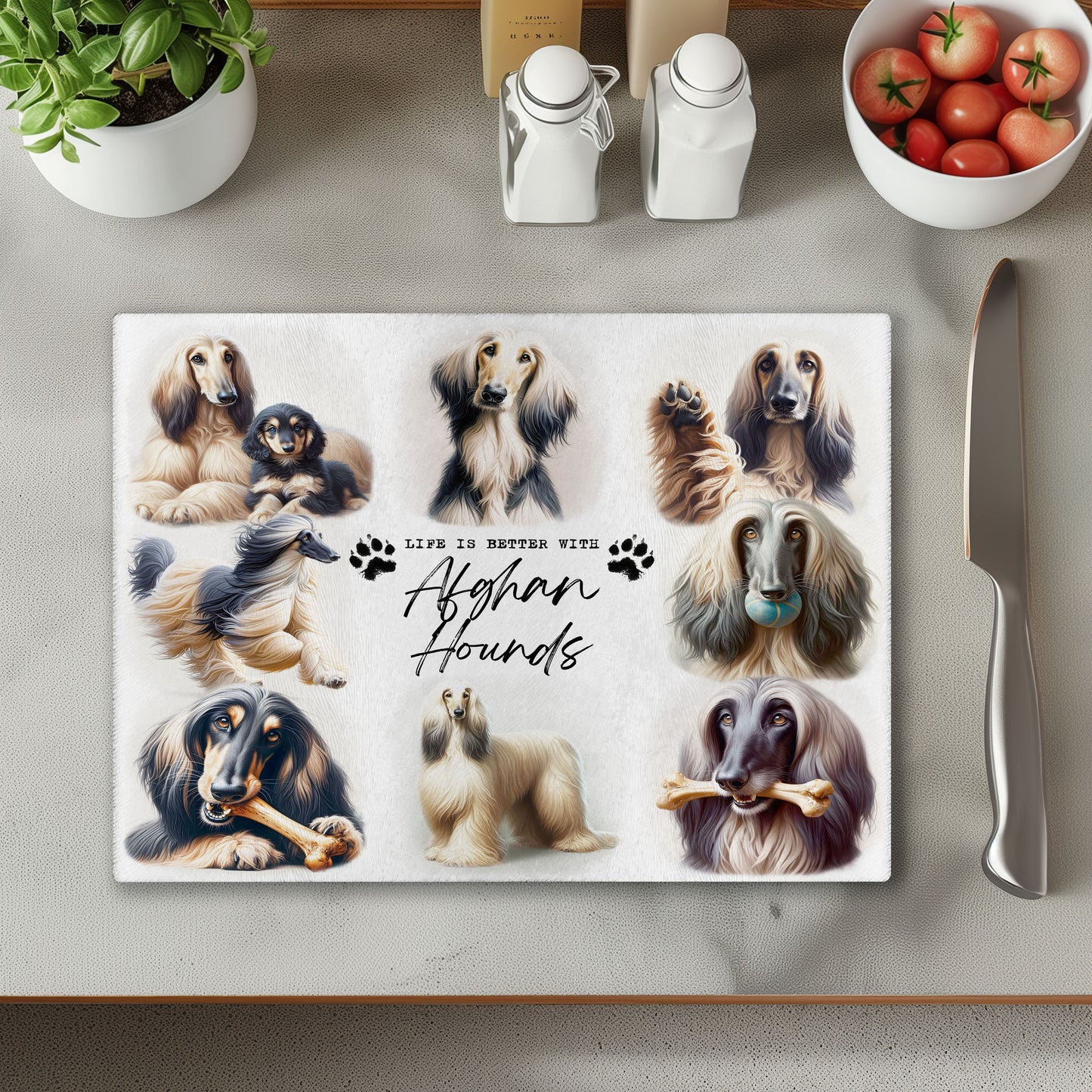 Afghan Hound Dog Life is Better with Chopping Cutting Board or Coaster