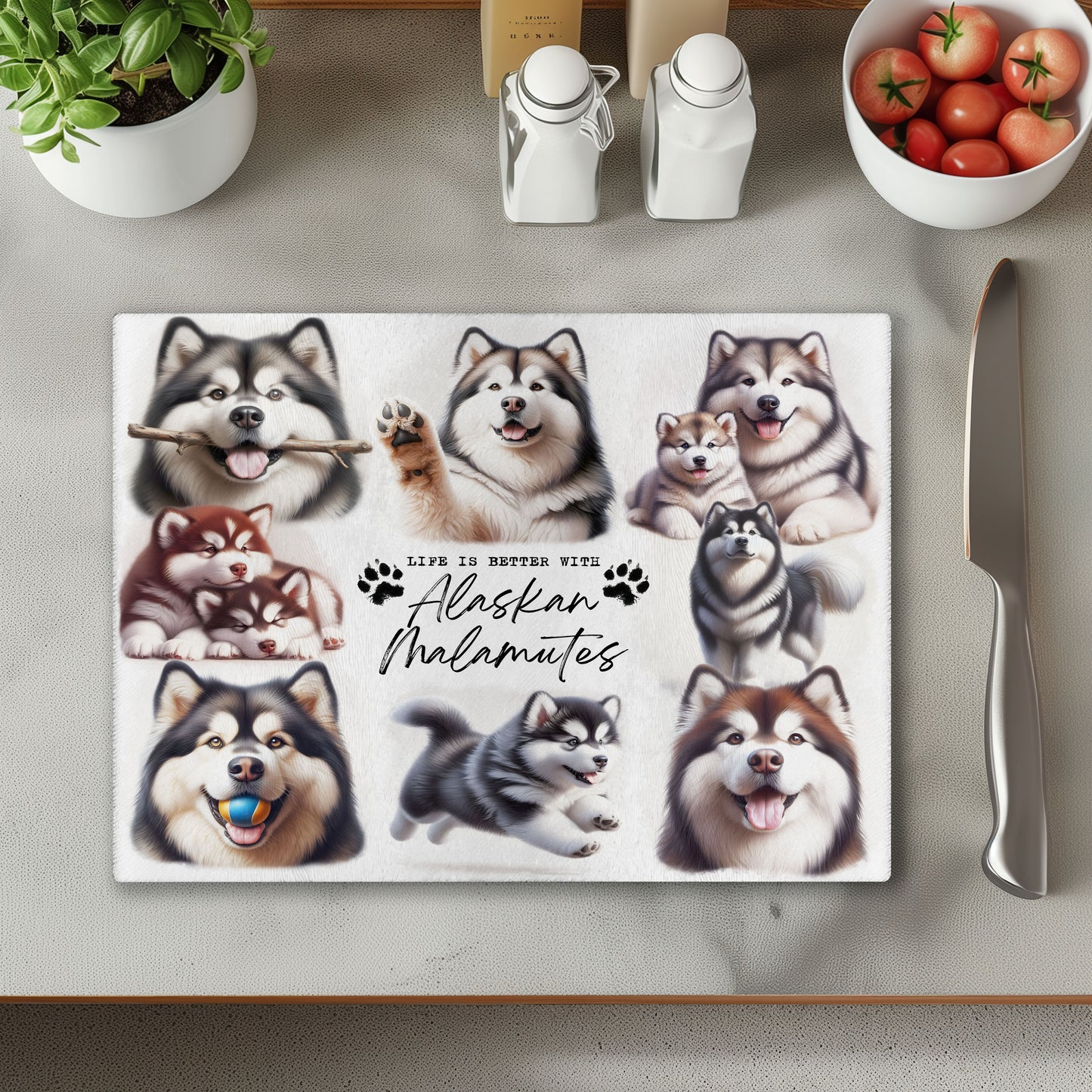Alaskan Malamute Dog Life is Better with Chopping Cutting Board or Coaster