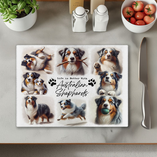 Australian Shepherd Dog Life is Better with Chopping Cutting Board or Coaster