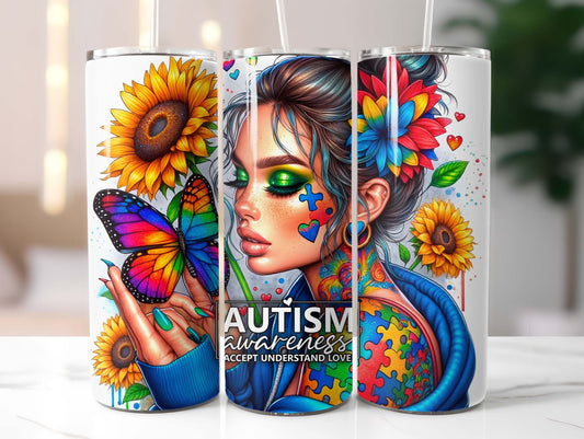 Autism Awareness with Words 20oz Tumbler