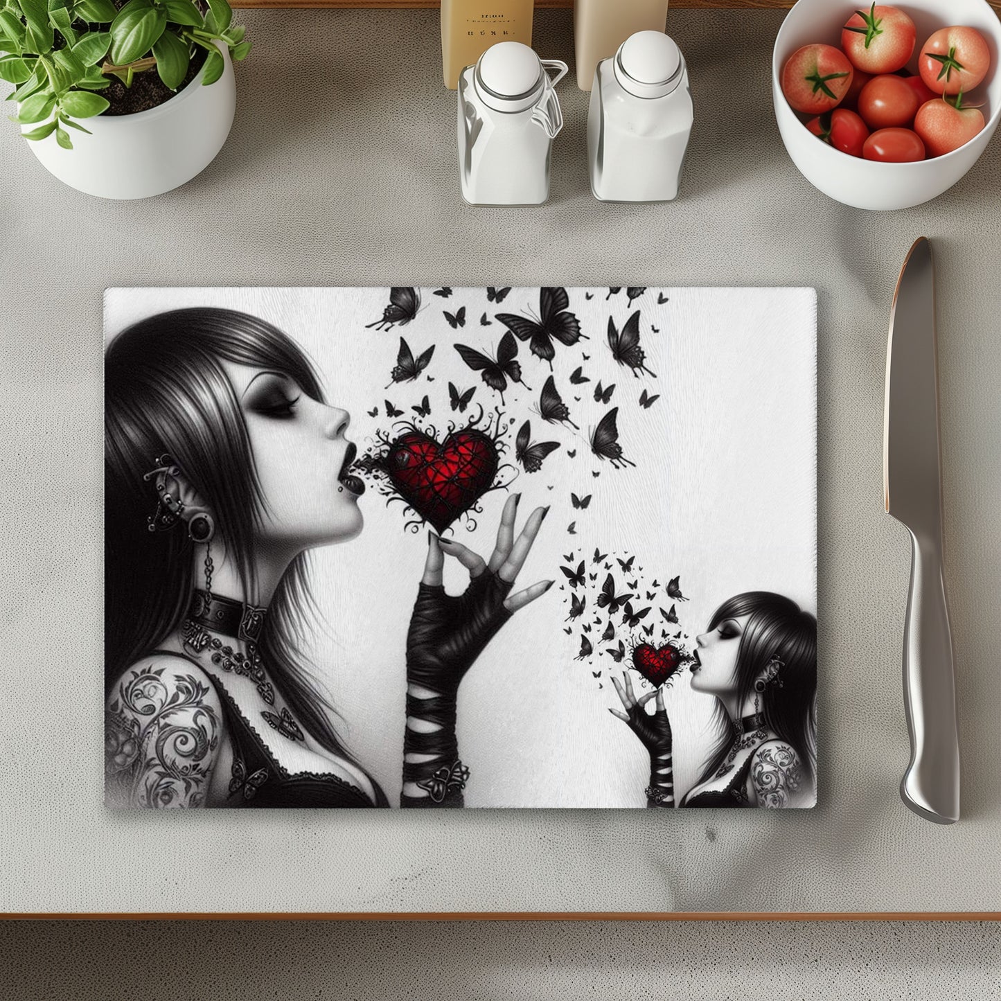 Girls Black and White Chopping Cutting Board