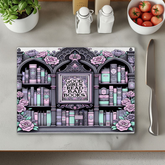 Good Girls Read Bad Books Glass Chopping Cutting Board