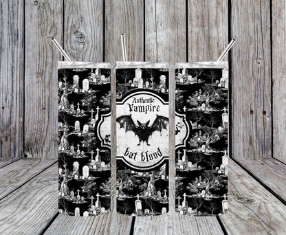 Bat Blood Black and White 20oz Tumbler