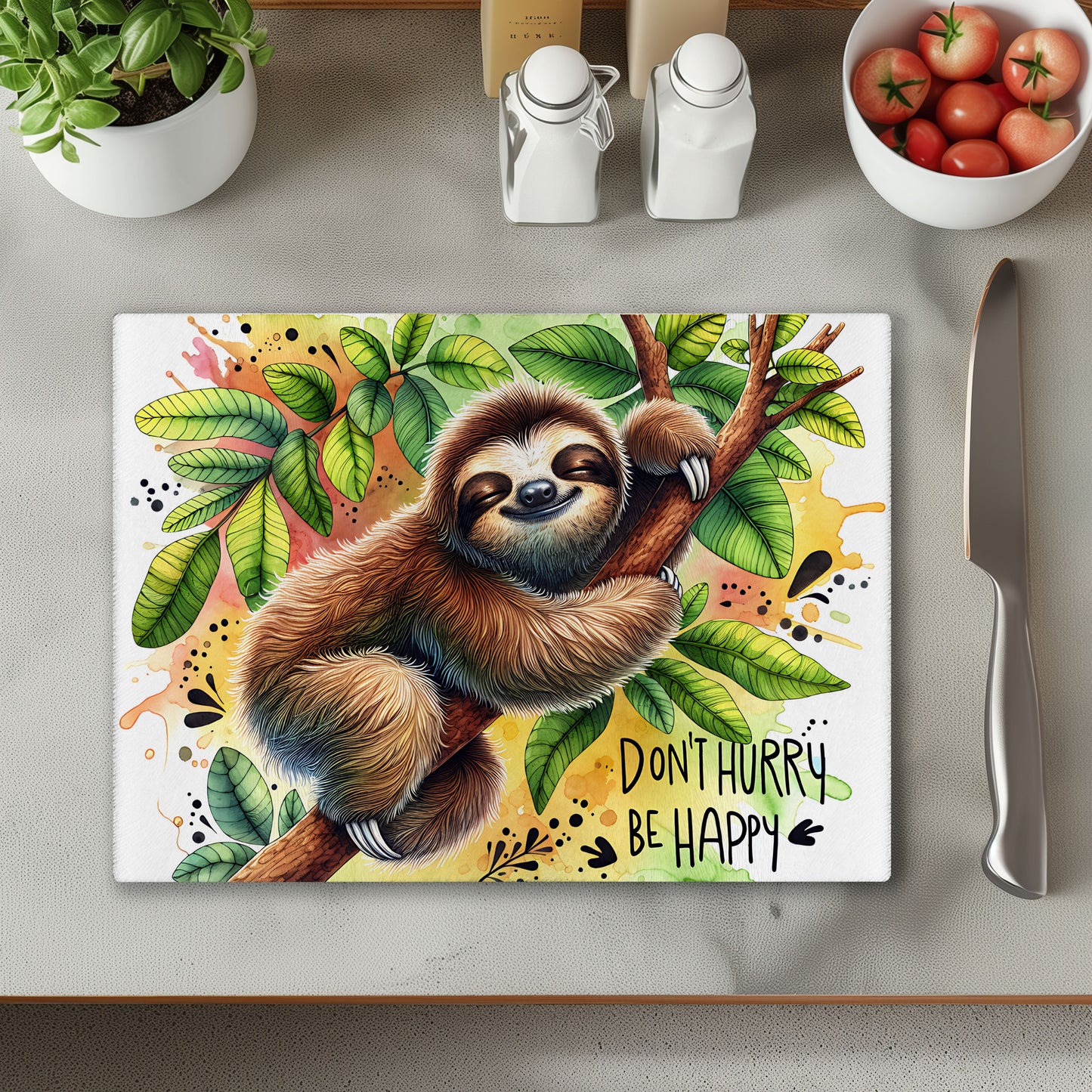 Sloth Don't Hurry Chopping Cutting Board