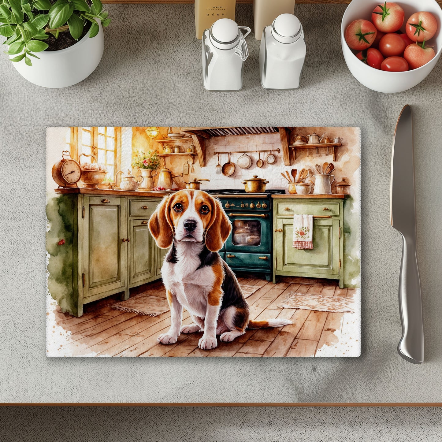 Beagle in Kitchen Chopping Cutting Board