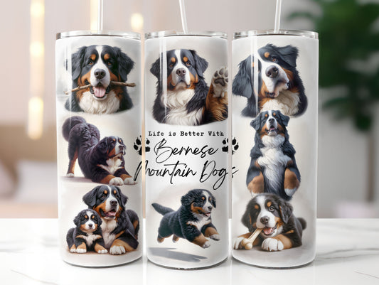 Bernese Mountain Dog Life is Better with 20oz Tumbler