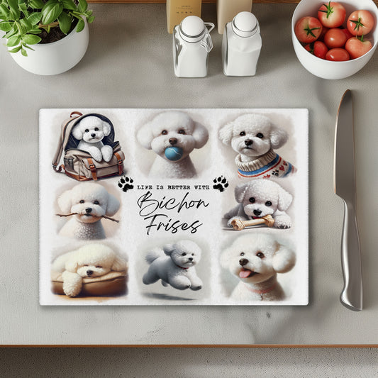 Bichon Frise Dog Life is Better with Chopping Cutting Board or Coaster