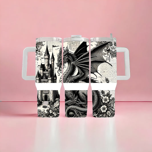 Dragon Black and White 40oz Tumbler