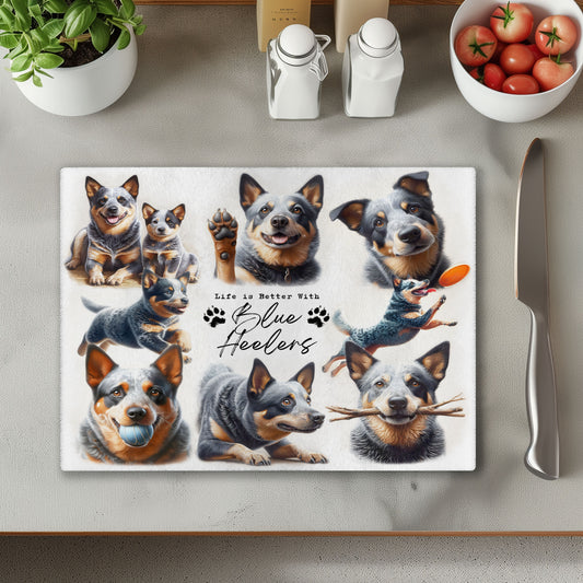 Blue Heeler Australian Cattle Dog Life is Better with Chopping Cutting Board or Coaster