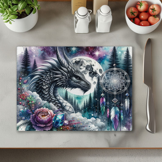 Boho Dragon Glass Chopping Cutting Board