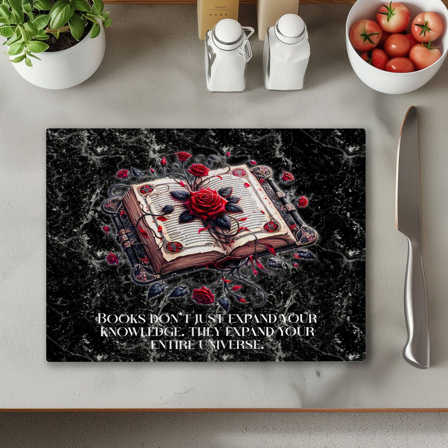 Books Expand The Universe Chopping Cutting Board or Coaster