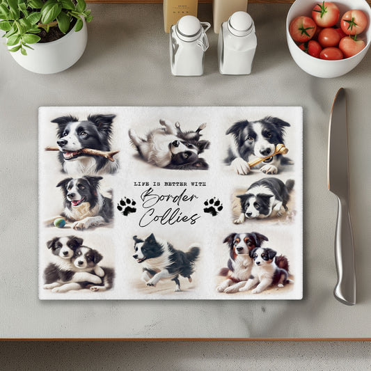 Border Collie Dog Life is Better with Chopping Cutting Board or Coaster