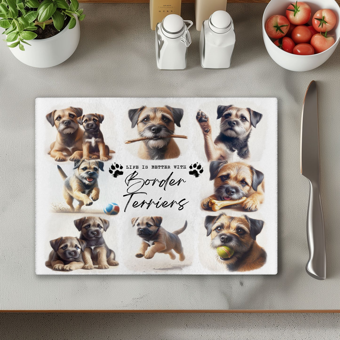 Border Terrier Dog Life is Better with Chopping Cutting Board or Coaster