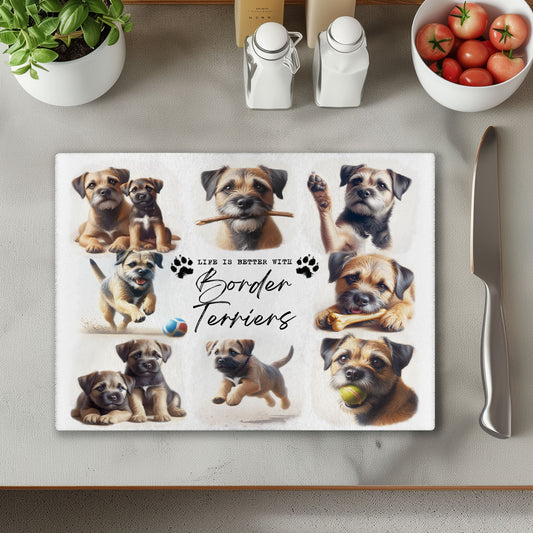Border Terrier Dog Life is Better with Chopping Cutting Board or Coaster