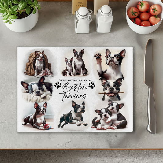 Boston Terrier Dog Life is Better with Chopping Cutting Board or Coaster