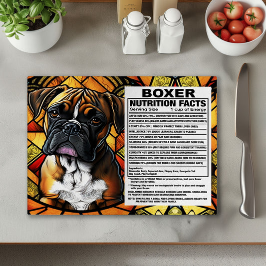 Boxer Facts Glass Chopping Cutting Board