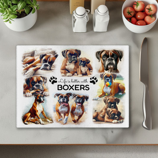 Boxer Dog Life is Better with Chopping Cutting Board or Coaster