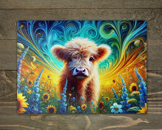 Bright Highland Cow Field Chopping Board