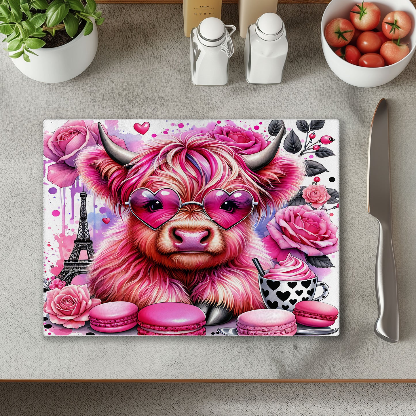 Cow Bright Pink Chopping Cutting Board