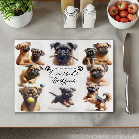 Brussels Griffon Dog Life is Better with Chopping Cutting Board or Coaster