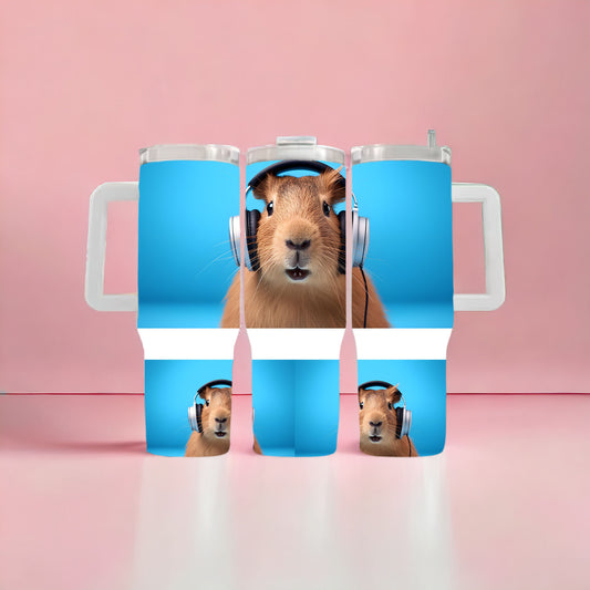Capybara with Headphones 40oz Tumbler