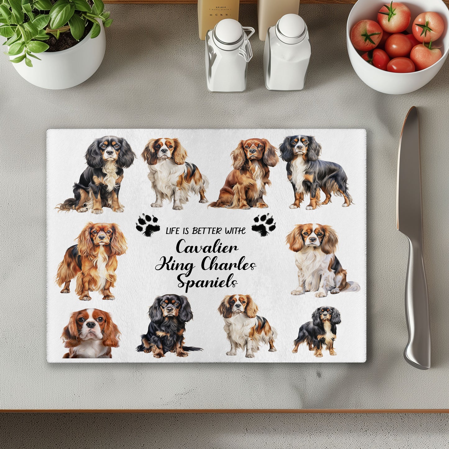 Cavalier King Charles Spaniel Dog Life is Better with Chopping Cutting Board or Coaster