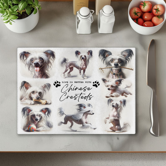 Chinese Crested Dog Life is Better with Chopping Cutting Board or Coaster