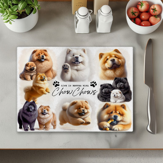 Chow Chow Dog Life is Better with Chopping Cutting Board or Coaster