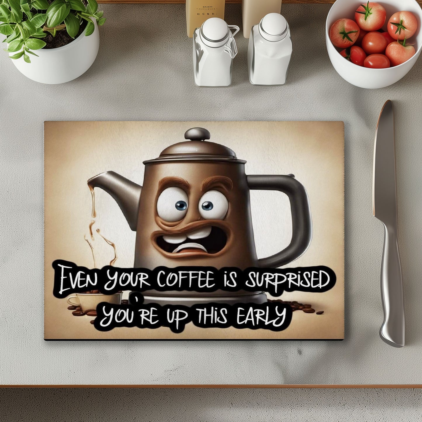Coffee Pot Chopping Cutting Board or Coaster
