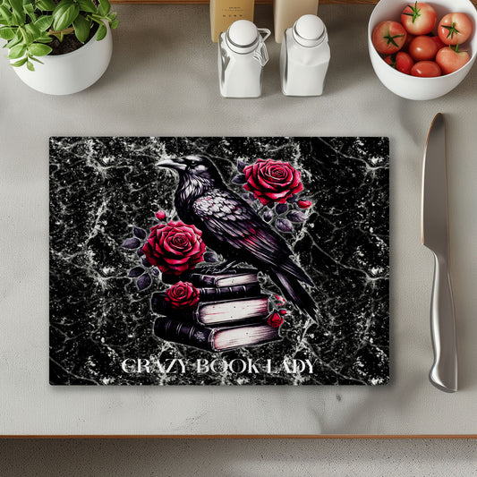Crazy Book Lady Chopping Cutting Board or Coaster