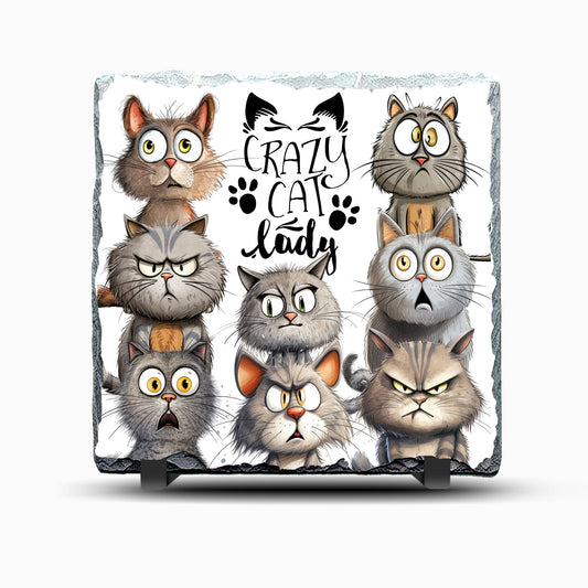 Crazy Cat Lady 1 Design Printed Rock Slate