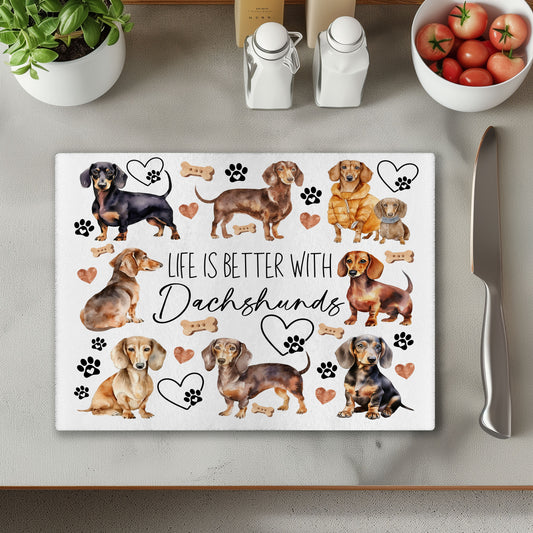 Dachshund 2 Dog Life is Better with Chopping Cutting Board or Coaster